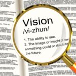 A magnifying glass with the word vision in it.